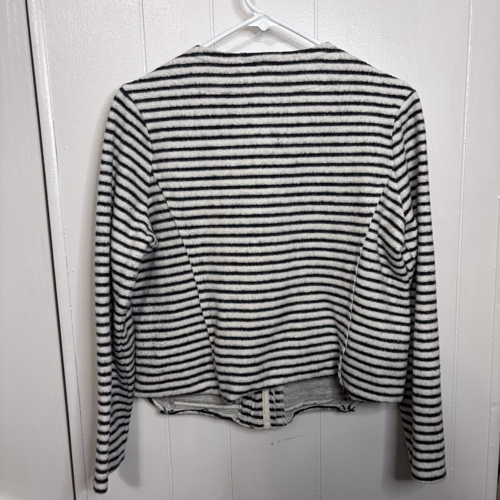 Dolan Left Coast Anthropologie Jacket Women's Black Ivory Striped Full Zip Mediu - Picture 7 of 8
